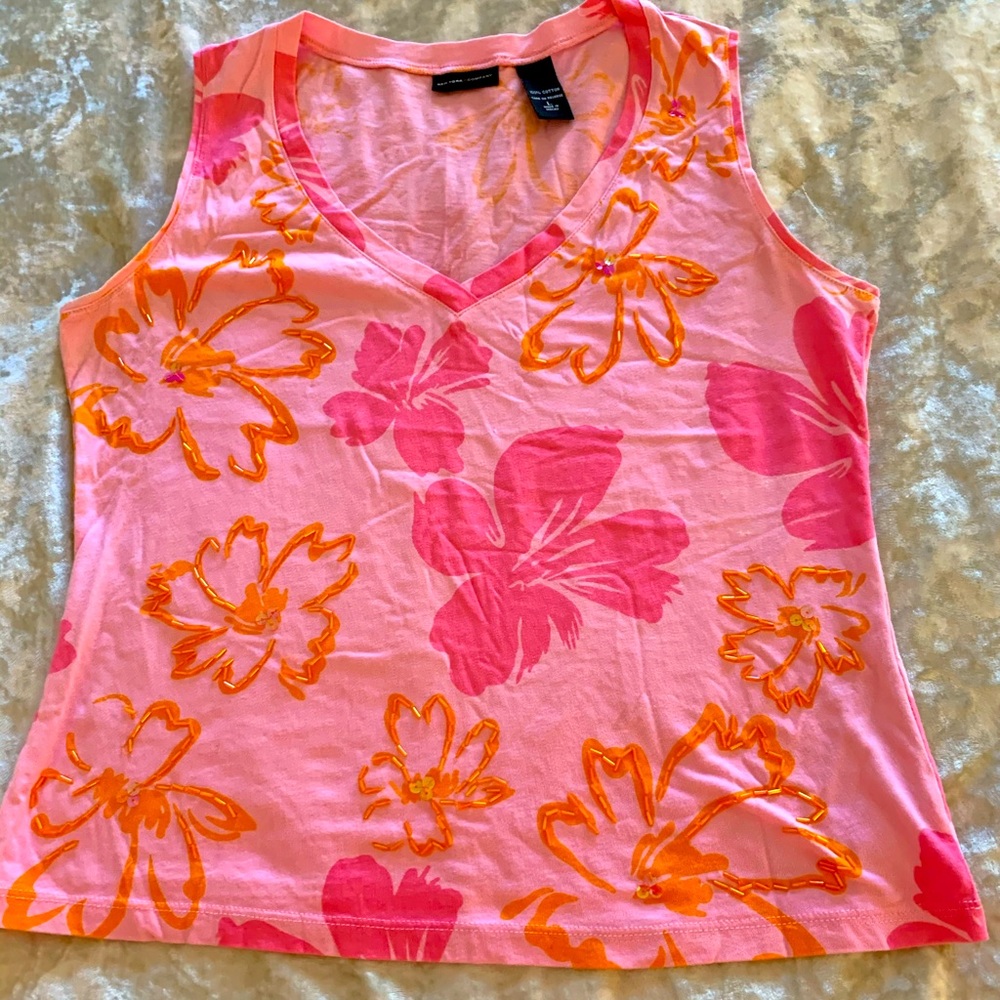 New York & Company Pink/Orange Sleeveless 🌺 Top